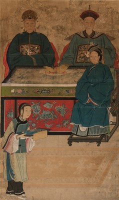 Lot 196 - Large Chinese School Ancestral Painting Qing...