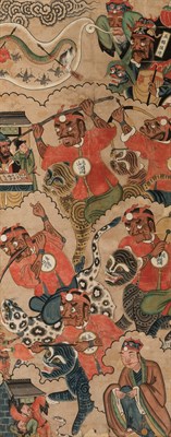 Lot 193 - Large Chinese School Painting of Warriors and...