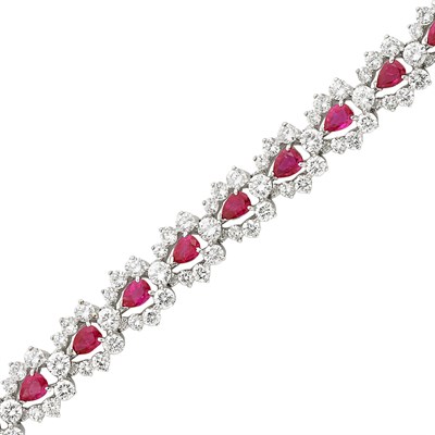 Lot 417 - Platinum, Ruby and Diamond Bracelet, Oscar Heyman Brothers