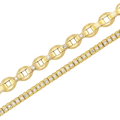 Lot 121 - Two Gold and Diamond Bracelets