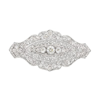 Lot 468 - Platinum and Diamond Pendant-Brooch