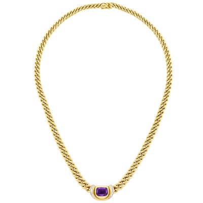 Lot 176 - Gold, Amethyst and Diamond Necklace, Bulgari