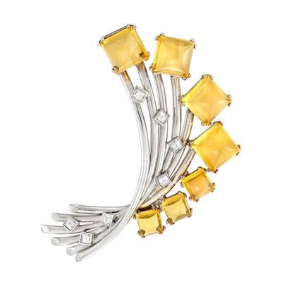 Lot 146 - White Gold, Citrine and Diamond Clip-Brooch, Boucheron