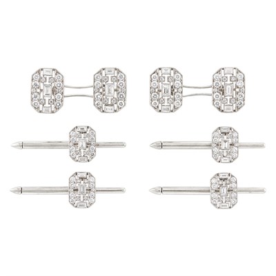 Lot 381 - White Gold and Diamond Dress Set