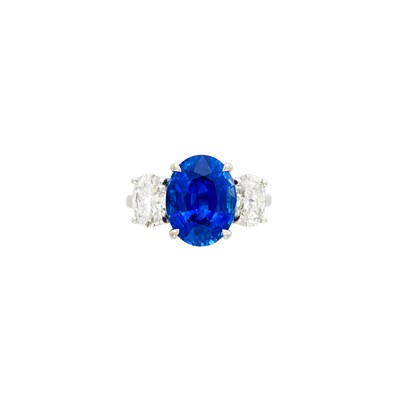 Lot 420 - Platinum, Sapphire and Diamond Ring