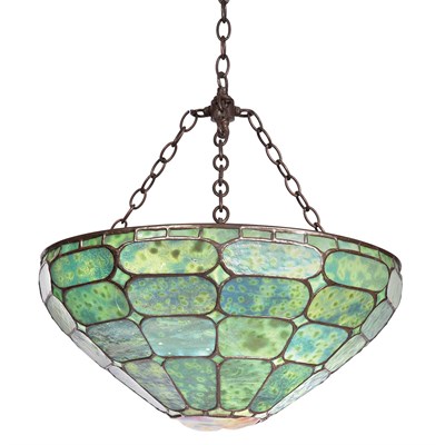 Lot 319 - Tiffany Studios Bronze and Favrile Opalescent...