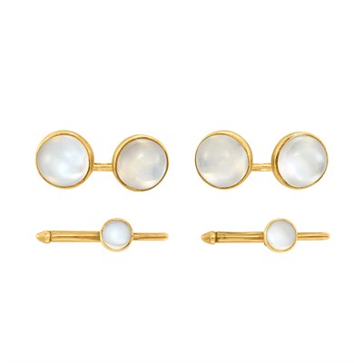 Lot 383 - Gold and Moonstone Dress Set, Cartier