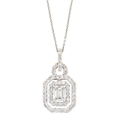 Lot 66 - White Gold and Diamond Pendant with Chain