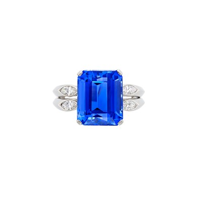 Lot 410 - Platinum, Sapphire and Diamond Ring, Oscar Heyman Brothers