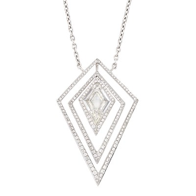 Lot 421 - Platinum and Diamond 'Crucis' Pendant and Chain