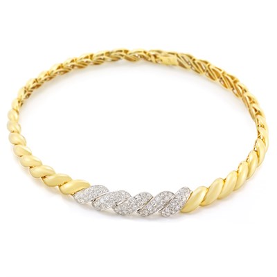 Lot 441 - Two-Color Gold and Diamond Collar Necklace