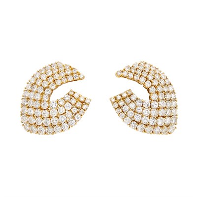 Lot 436 - Pair of Gold and Diamond Earclips