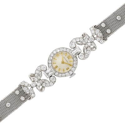 Lot 71 - Platinum and Diamond Wristwatch, Movado
