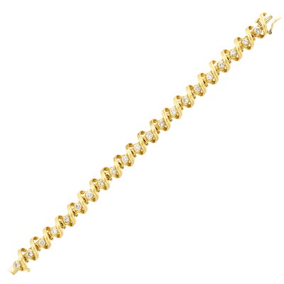 Lot 135 - Gold and Diamond Bracelet and Pair of Earrings