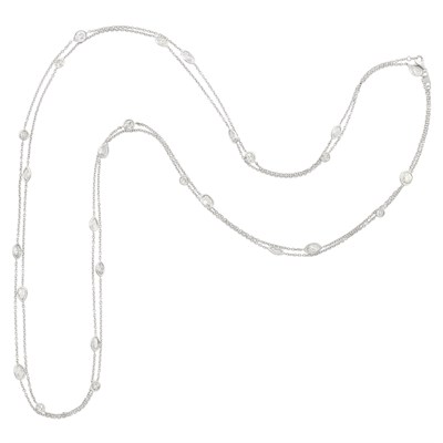 Lot 270 - Long Platinum and Diamond Chain Necklace