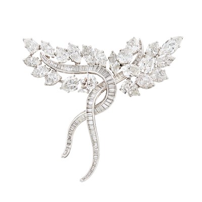 Lot 477 - Pair of Platinum and Diamond Intertwined Brooches