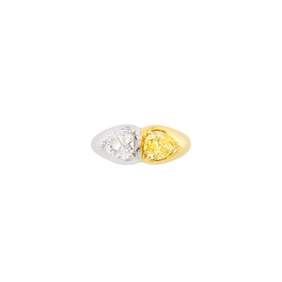 Lot 452 - Two-Color Gold, Diamond and Fancy Vivid Yellow Diamond Ring