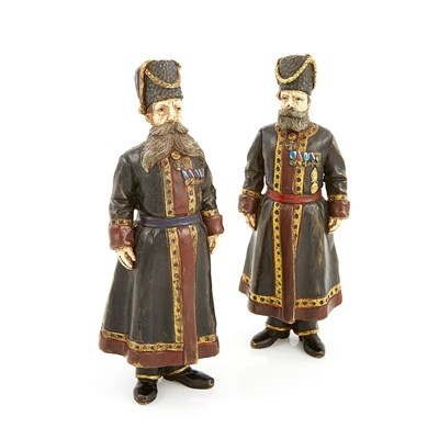 Lot 614 - Pair of Cold-Painted Bronze Figures of the...