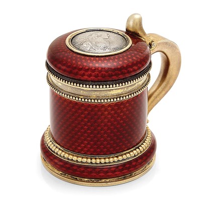Lot 723 - Fabergé Silver-Gilt and Guilloché Enamel...