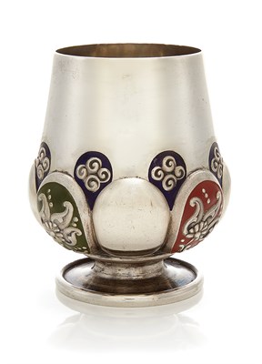 Lot 700 - Fabergé Silver and Enamel Beaker Moscow,...