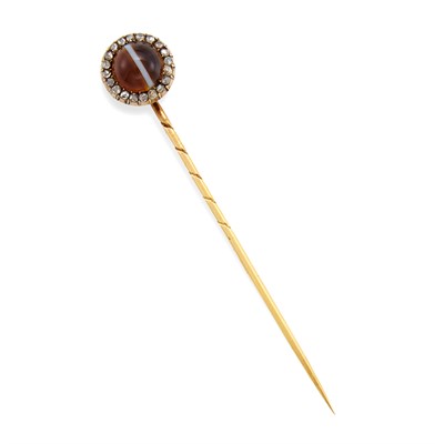 Lot 731 - Fabergé Gold, Diamond and Cat's Eye Stick Pin...