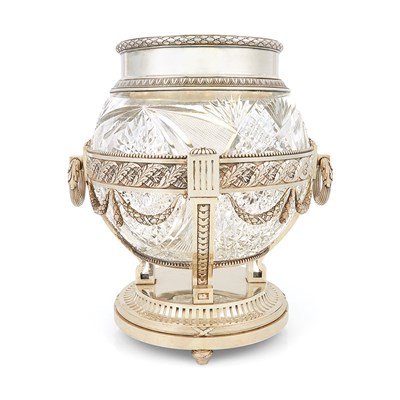 Lot 708 - Fabergé Silver and Cut Glass Center Bowl...