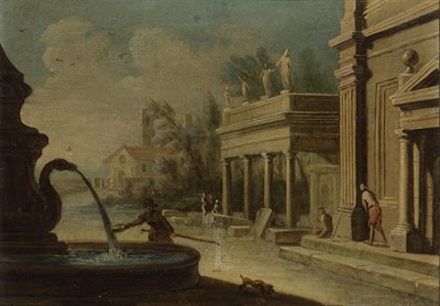 Lot 1022 - Italian School 18th-19th Century A Piazza with...