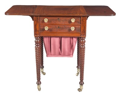 Lot 218 - Federal Mahogany Drop-Leaf Work Table Possibly...