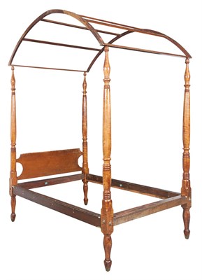 Lot 112 - Federal Fruitwood and Maple Tester Bed 19th...