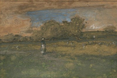 Lot 14 - George Inness American, 1825-1894 Shepherdess,...