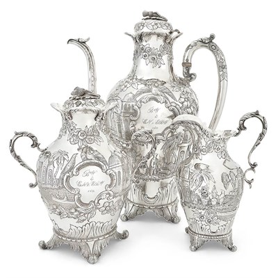 Lot 173 - Garner & Winchester Coin Silver Coffee Service...