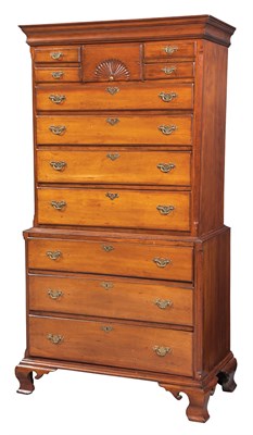 Lot 106 - Chippendale Maple Chest on Chest New England...