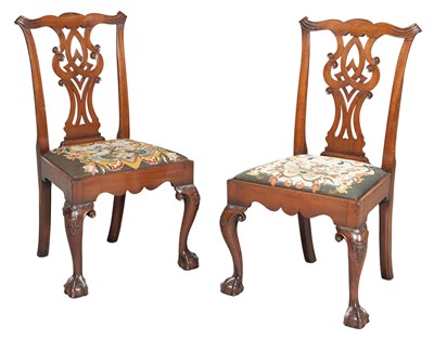 Lot 141 - Set of Seven Chippendale Style Mahogany Side...