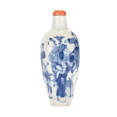 Lot 14 - Chinese Blue and White Glazed Porcelain Snuff Bottle