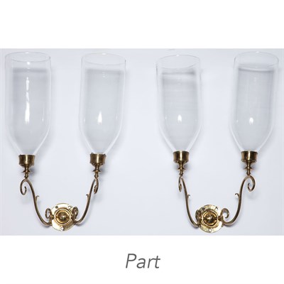 Lot 132 - Set of Four George III Style Brass Two-Light...