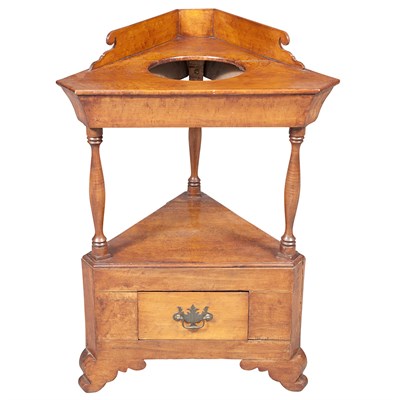 Lot 134 - Figured Maple Corner Basin Stand Height 34...
