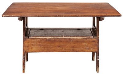 Lot 105 - American Pine Hutch Table With hinged lid to...