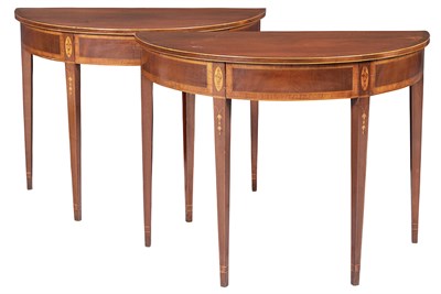 Lot 127 - Pair of Federal Inlaid Mahogany Demilune...
