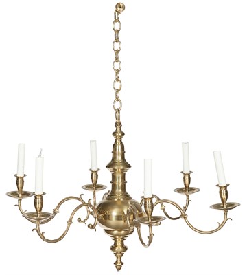 Lot 140 - Baroque Style Brass Six-Light Chandelier...