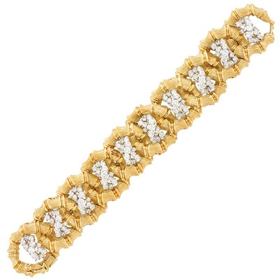 Lot 404 - Gold, Platinum and Diamond Bracelet