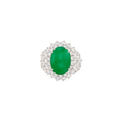 Lot 167 - Platinum, Jade and Diamond Ring