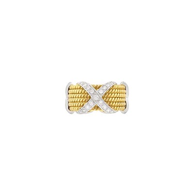 Lot 67 - Six Row Gold, Platinum and Diamond Band Ring, Tiffany & Co., Schlumberger