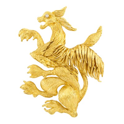 Lot 6 - Gold and Diamond Griffin Clip-Brooch, Ilias Lalaounis