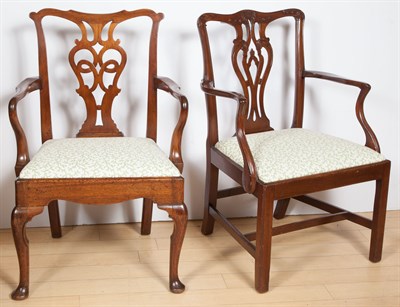 Lot 1426 - Set of Three Georgian Style Mahogany Armchairs...