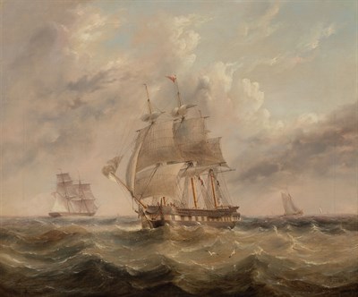 Lot 45 - English School 19th Century A Frigate in Heavy...