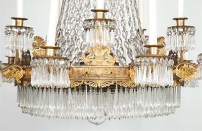 Lot 366 - Empire Style Gilt-Bronze and Cut-Glass Fifteen-...