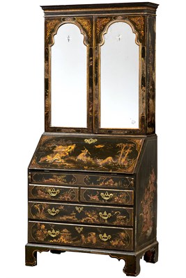 Lot 212 - George II Black- and Red-Japanned Parcel-Gilt...