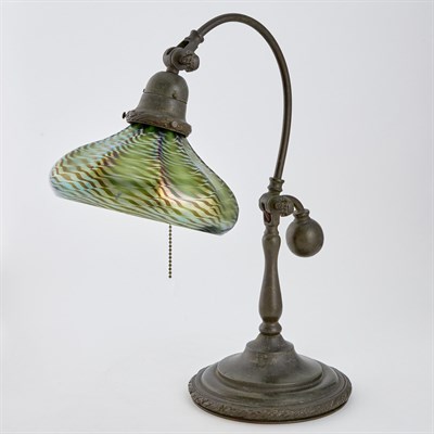 Lot 1452 - Quezal Glass and Patinated-Metal Counter...