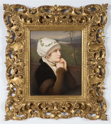 Lot 521 - KPM Framed Painted Porcelain Plaque of a Woman...