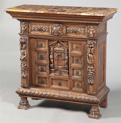 Lot 1328 - Renaissance Style Walnut Marble Top Cabinet...